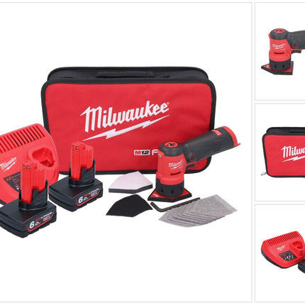 Milwaukee M12 FDSS-602B Akku Punktschleifer 12 V 88,8 x 63,5 mm + 2x Akku 6,0 Ah + Ladegerät