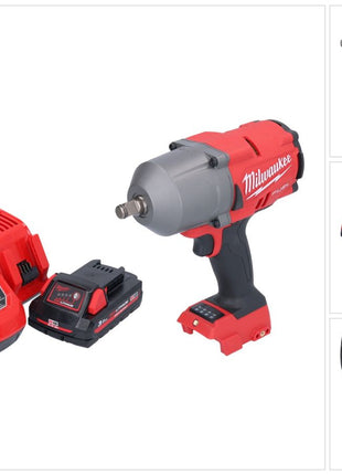 Milwaukee M18 FHIWF12-301 akumulatorowy klucz udarowy 18 V 1356 Nm 1/2" bezszczotkowy + 1x akumulator 3,0 Ah + ładowarka