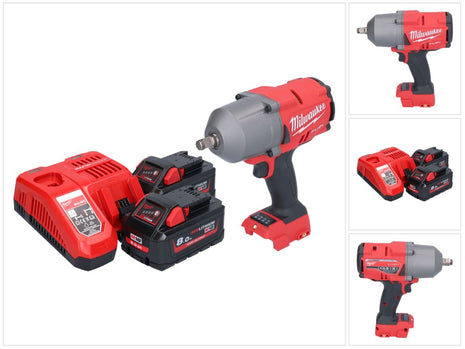 Milwaukee M18 FHIWF12-802 Akku Schlagschrauber 18 V 1356 Nm 1/2" Brushless + 2x Akku 8,0 Ah + Ladegerät