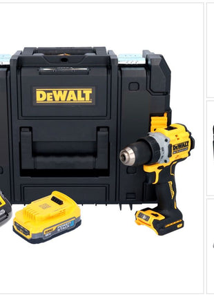 DeWalt DCD 800 E2T Perceuse-visseuse sans fil 18 V 90 Nm Brushless + 2x batterie 1,7 Ah + chargeur + TSTAK