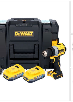 DeWalt DCD 800 E2T Perceuse-visseuse sans fil 18 V 90 Nm Brushless + 2x batterie 1,7 Ah + chargeur + TSTAK