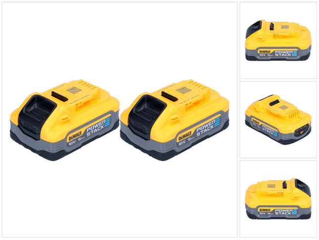 Kit di batterie DeWalt DCBP 518 H2 2x Powerstack 18 V 5,0 Ah / 5000 mAh XR Li-Ion - con indicatore di carica