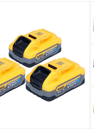 DeWalt Akku Set DCBP 518 H3 3x Powerstack Akku 18 V 5,0 Ah / 5000 mAh XR Li-Ion - mit Ladestandanzeige