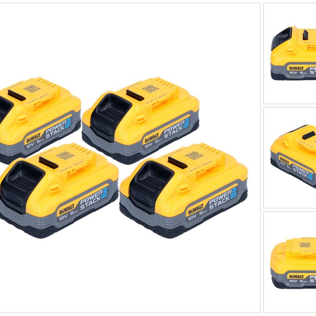 Kit di batterie DeWalt DCBP 518 H4 4x batterie Powerstack 18 V 5,0 Ah / 5000 mAh XR Li-Ion - con indicatore di carica