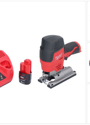 Milwaukee M12 JS-201 Scie sauteuse sans fil 12 V + 1x batterie 2,0 Ah + chargeur