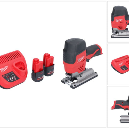 Seghetto alternativo a batteria Milwaukee M12 JS-252 12 V + 2x batteria ricaricabile 2,5 Ah + caricabatterie