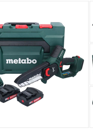 Metabo MS 18 LTX 15 sierra para madera a batería 18 V 15 cm 5 m/s + 2x batería 2,0 Ah + cargador + metaBOX