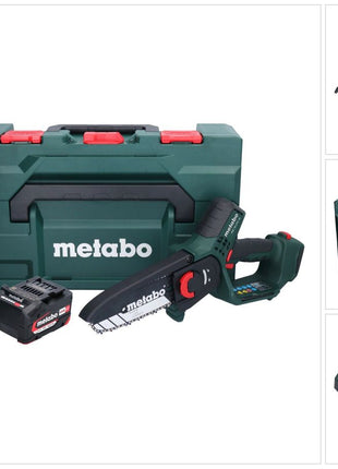 Metabo MS 18 LTX 15 Akku Gehölzsäge 18 V 15 cm 5 m/s + 1x Akku 4,0 Ah + Ladegerät + metaBOX