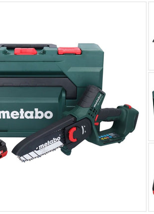 Metabo MS 18 LTX 15 Akku Gehölzsäge 18 V 15 cm 5 m/s + 1x Akku 4,0 Ah + metaBOX - ohne Ladegerät