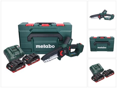 Metabo MS 18 LTX 15 Trononneuse sans fil 18 V 15 cm 5 m/s + 2x accu 4,0 Ah + chargeur + metaBOX