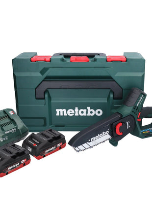 Metabo MS 18 LTX 15 Akku Gehölzsäge 18 V 15 cm 5 m/s + 2x Akku 4,0 Ah + Ladegerät + metaBOX