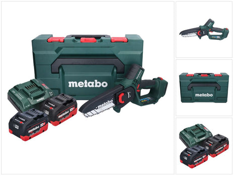 Metabo MS 18 LTX 15 Akku Gehölzsäge 18 V 15 cm 5 m/s + 2x Akku 5,5 Ah + Ladegerät + metaBOX