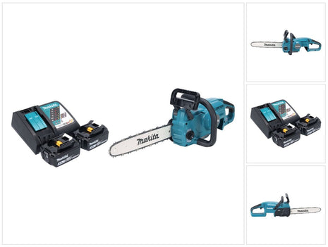 Makita DUC 357 RF2X2 Akumulatorowa pilarka łańcuchowa 18 V 35 cm 7,7 m/s Bezszczotkowa + 2x akumulator 3,0 Ah + ładowarka