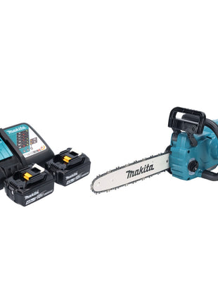 Motosierra a batería Makita DUC 357 RM2X2 18 V 35 cm 7,7 m/s sin escobillas + 2x baterías 4,0 Ah + cargador