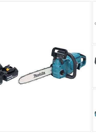 Makita DUC 357 RT2X2 Akku Kettensäge 18 V 35 cm 7,7 m/s Brushless + 2x Akku 5,0 Ah + Ladegerät