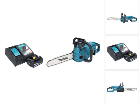 Motosierra a batería Makita DUC 357 RGX2 18 V 35 cm 7,7 m/s sin escobillas + 1x batería 6,0 Ah + cargador