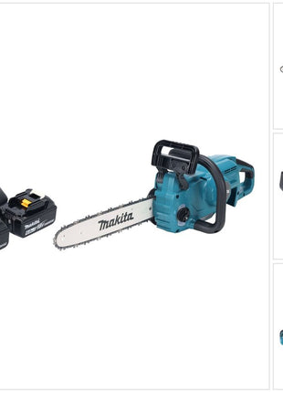 Makita DUC 357 RG2X2 Akku Kettensäge 18 V 35 cm 7,7 m/s Brushless + 2x Akku 6,0 Ah + Ladegerät