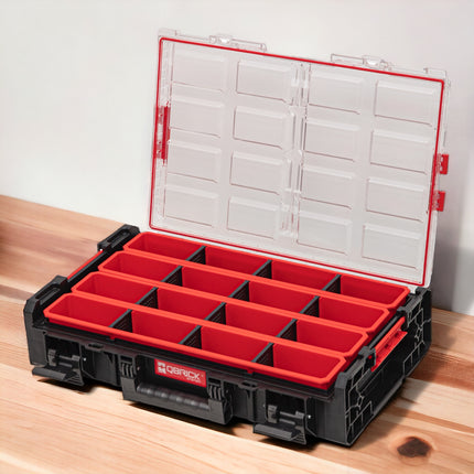 Qbrick System ONE Organiser XL 2.0 Cestino lungo impilabile 582 x 387 x 131 mm 13,5 l IP66 con 4 inserti e 12 divisori