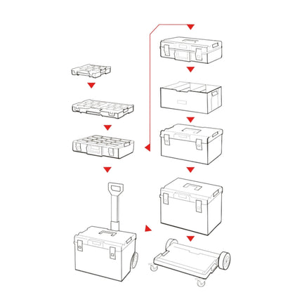 Qbrick System ONE 450 2.0 Technology RED ULTRA HD Valigia portautensili personalizzata organizzatore modulare 585 x 385 x 420 mm 52 l impilabile IP66