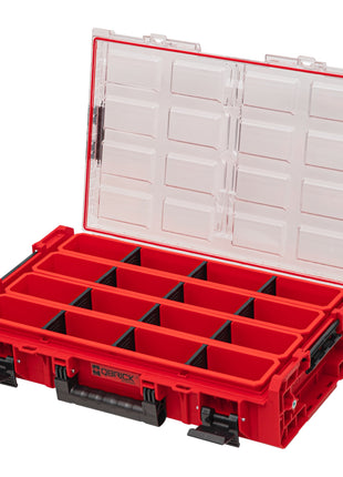 Qbrick System ONE Organizer XL 2.0 Contenedor largo ROJO ULTRA HD Apilable personalizado 582 x 387 x 131 mm 13,5 l IP66 con 4 inserciones y 12 divisores