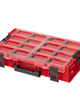 Qbrick System ONE Organizer XL 2.0 Contenedor largo ROJO ULTRA HD Apilable personalizado 582 x 387 x 131 mm 13,5 l IP66 con 4 inserciones y 12 divisores