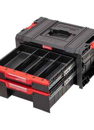 Qbrick System PRO Drawer 2 Toolbox 2.0 Basic empilable 450 x 310 x 244 mm 4,5 l 9,5 l IP54 avec deux tiroirs 5 cloisons