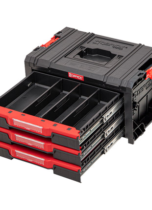 Qbrick System PRO Drawer 3 Toolbox 2.0 Basic stapelbar 450 x 310 x 244 mm 3x 4,5 l IP54 mit drei Schubläden 9 Inlays