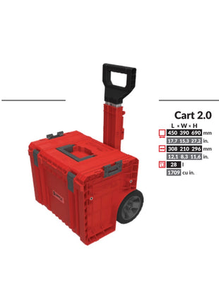 Qbrick System PRO Cart 2.0 RED ULTRA HD empilable 490 x 415 x 660 mm 42 l IP54 double poignée télescopique amovible