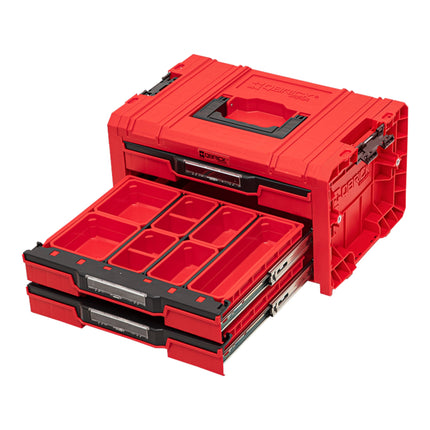 Qbrick System PRO Cassetto 3 Cassetta porta attrezzi 2.0 Expert RED ULTRA HD Cassetta porta attrezzi 450 x 310 x 244 mm 13,5 l impilabile IP54 con 3 cassetti