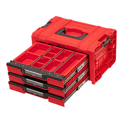 Qbrick System PRO Cassetto 3 Cassetta porta attrezzi 2.0 Expert RED ULTRA HD Cassetta porta attrezzi 450 x 310 x 244 mm 13,5 l impilabile IP54 con 3 cassetti