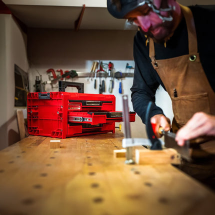 Qbrick System PRO Cassetto 3 Cassetta porta attrezzi 2.0 Expert RED ULTRA HD Cassetta porta attrezzi 450 x 310 x 244 mm 13,5 l impilabile IP54 con 3 cassetti