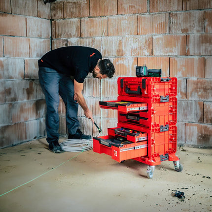 Qbrick System PRO Cassetto 3 Cassetta porta attrezzi 2.0 Expert RED ULTRA HD Cassetta porta attrezzi 450 x 310 x 244 mm 13,5 l impilabile IP54 con 3 cassetti