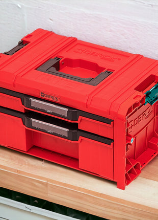 Qbrick System PRO Drawer 2 Toolbox 2.0 Expert RED ULTRA HD Werkzeugkoffer 450 x 310 x 244 mm 14 l stapelbar IP54 mit 2 Schubladen