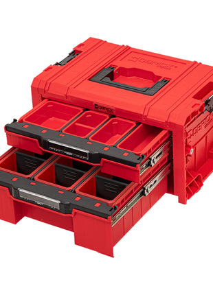 Qbrick System PRO Drawer 2 Toolbox 2.0 Expert RED ULTRA HD Werkzeugkoffer 450 x 310 x 244 mm 14 l stapelbar IP54 mit 2 Schubladen