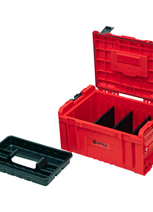 Qbrick System PRO Toolbox 2.0 RED ULTRA HD Niestandardowa walizka narzędziowa 450 x 260 x 240 mm 19 l z możliwością sztaplowania IP54 z 3 przegrodami i półką