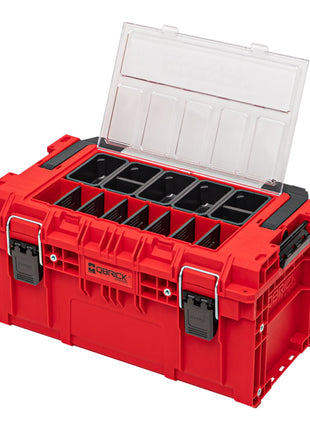 Qbrick System PRIME Toolbox 250 Expert RED ULTRA HD Custom z organizerem z możliwością sztaplowania 535 x 327 x 277 mm 26 l IP66 z 5 wkładkami i 10 przegrodami