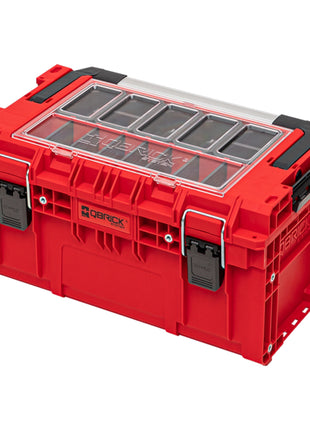 Qbrick System PRIME Toolbox 250 Expert RED ULTRA HD Custom z organizerem z możliwością sztaplowania 535 x 327 x 277 mm 26 l IP66 z 5 wkładkami i 10 przegrodami