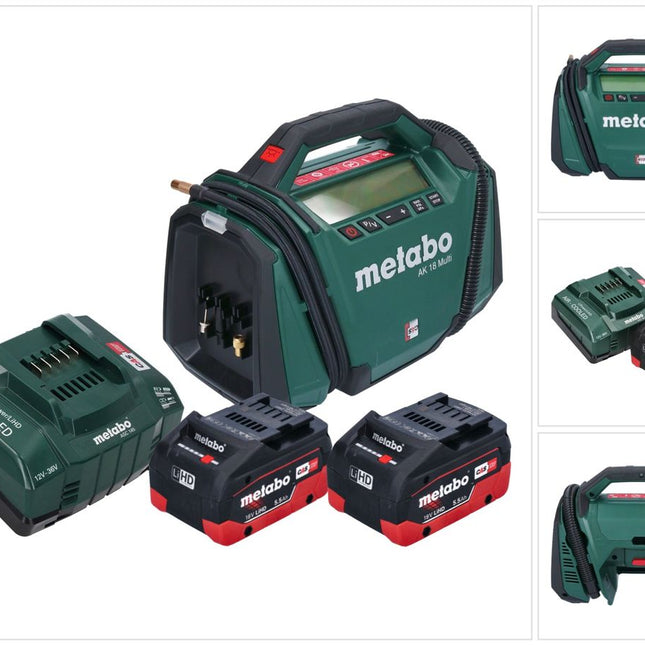 Compressore a batteria Metabo AK 18 Multi 18 V 11 bar + 2x batteria ricaricabile 5,5 Ah + caricatore