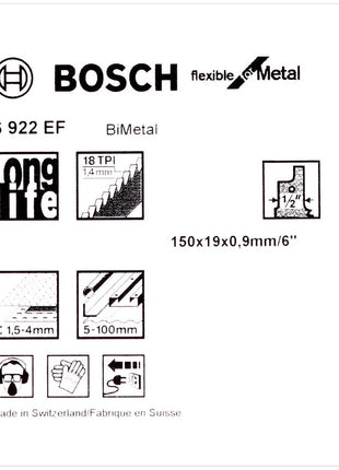 Bosch 5 Säbelsägeblätter 150 mm Progressor Flexible for Metal S 922 EF ( 2608656015 ) - Toolbrothers