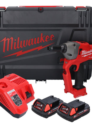 Riveteuse aveugle sur batterie Milwaukee M18 ONEFPRT-202X 18 V 20 kN brushless (4933478602) + 2x batterie 2,0 Ah + chargeur + boîtier HD