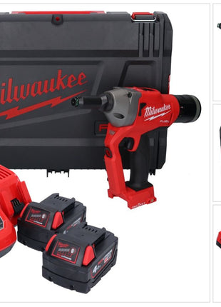 Milwaukee M18 ONEFPRT-402X nitownica akumulatorowa 18 V 20 kN bezszczotkowa + 2x akumulator 4,0 Ah + ładowarka + skrzynka HD