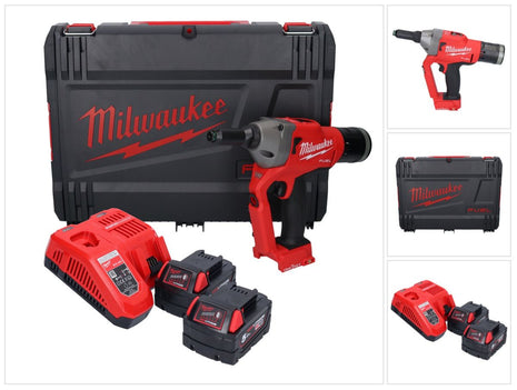 Milwaukee M18 ONEFPRT-502X Akku Blindnietgerät 18 V 20 kN Brushless + 2x Akku 5,0 Ah + Ladegerät + HD Box