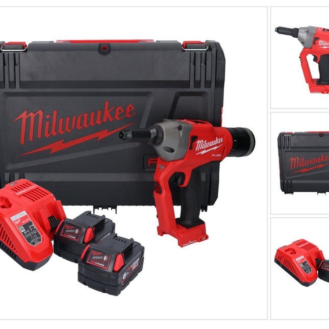 Milwaukee M18 ONEFPRT-602X Akku Blindnietgerät 18 V 20 kN Brushless + 2x Akku 6,0 Ah + Ladegerät + HD Box