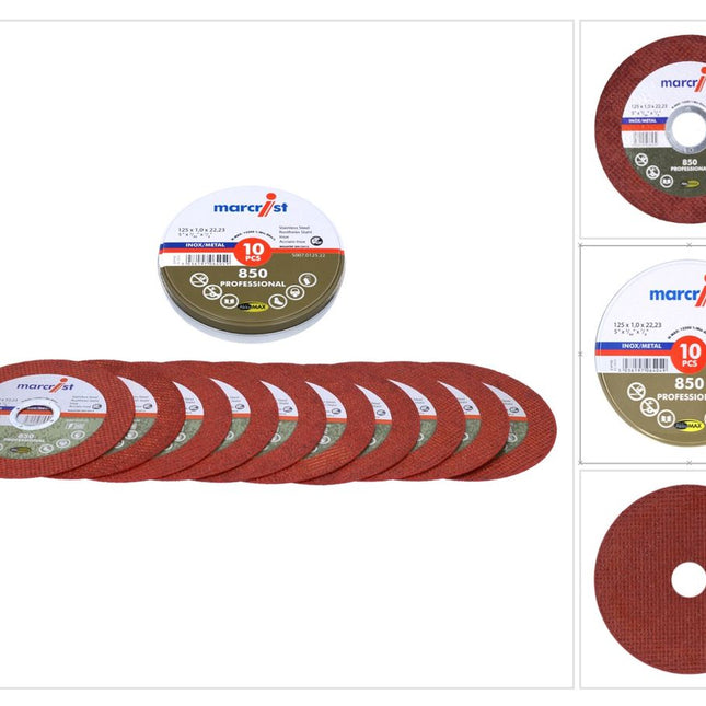 Marcrist 850 Inox Special disco da taglio ultrasottile 10 pezzi 115 x 1,0 x 22,23 mm ( 5007.0125.22 ) per smerigliatrici angolari