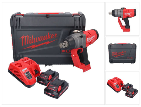 Llave de impacto inalámbrica Milwaukee M18 ONEFHIWF1-302X 18 V 2033 Nm 1″ sin escobillas + 2x batería 3.0 Ah + cargador + caja HD