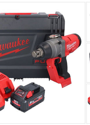 Milwaukee M18 ONEFHIWF1-551X Llave de impacto inalámbrica 18 V 2033 Nm 1″ sin escobillas + 1x batería 5,5 Ah + cargador + caja HD