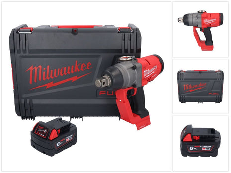 Milwaukee M18 ONEFHIWF1-601X Llave de impacto inalámbrica 18 V 2033 Nm 1″ sin escobillas + 1x batería 6,0 Ah + caja HD - sin cargador