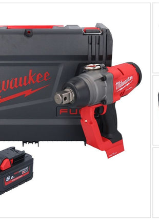 Milwaukee M18 ONEFHIWF1-801X Akku Schlagschrauber 18 V 2033 Nm 1″ Brushless + 1x Akku 8,0 Ah + HD Box - ohne Ladegerät