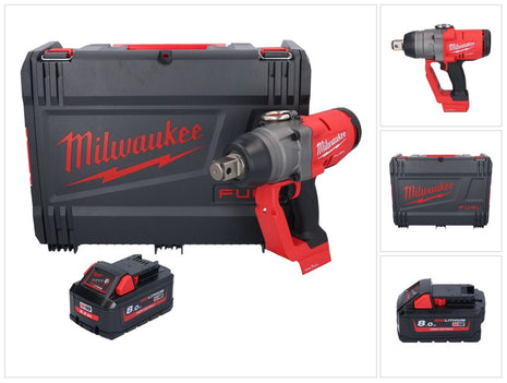 Milwaukee M18 ONEFHIWF1-801X Akumulatorowy klucz udarowy 18 V 2033 Nm 1″ bezszczotkowy + 1x akumulator 8,0 Ah + skrzynka HD - bez ładowarki