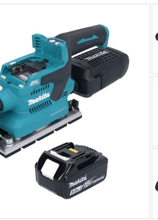 Makita DBO 381 T1U Akku Schwingschleifer 18 V 93 x 185 mm Brushless + 1x Akku 5,0 Ah - ohne Ladegerät